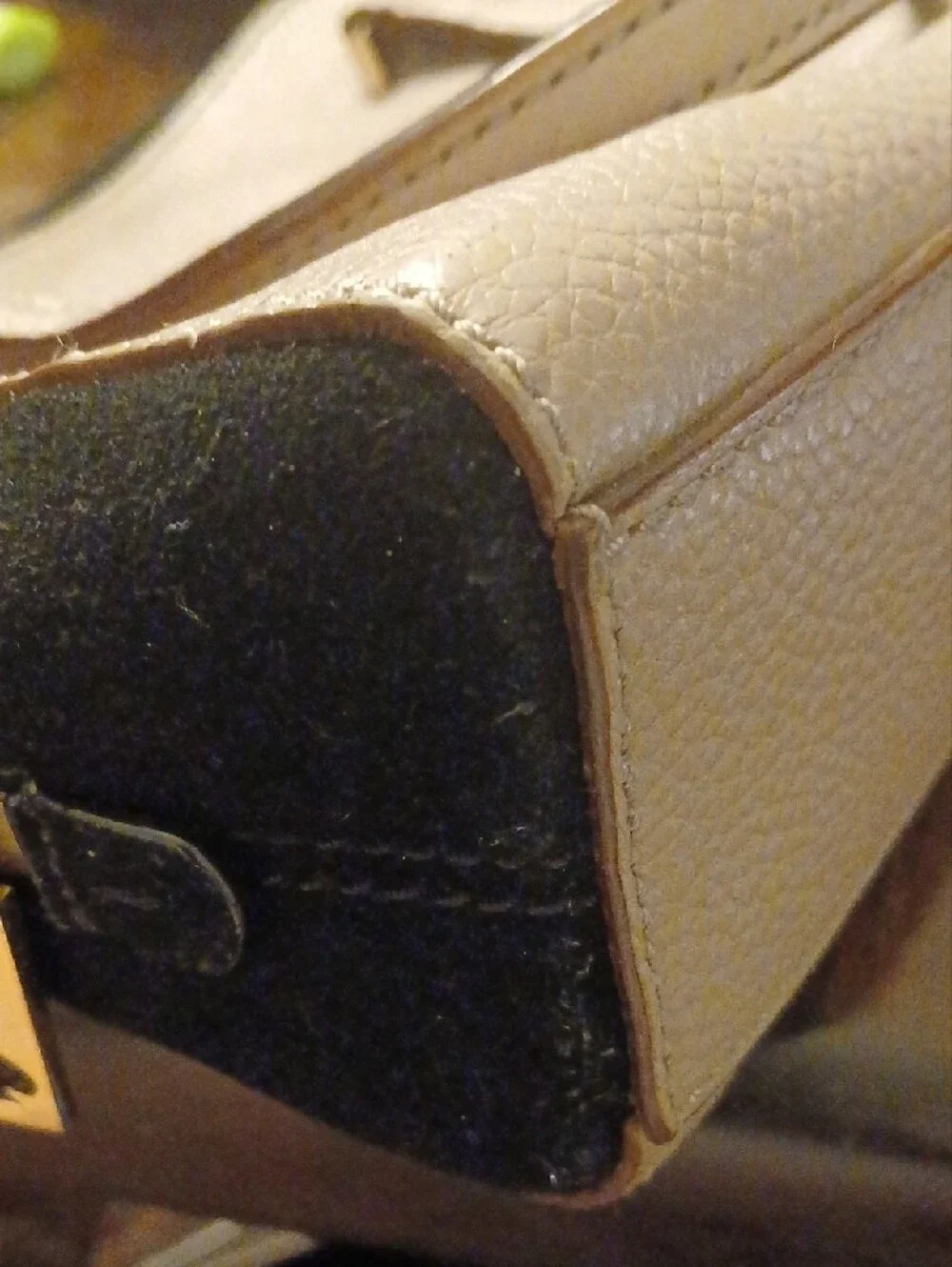 kate spade Pebbled Leather Mini Satchel in Light Taupe & Black